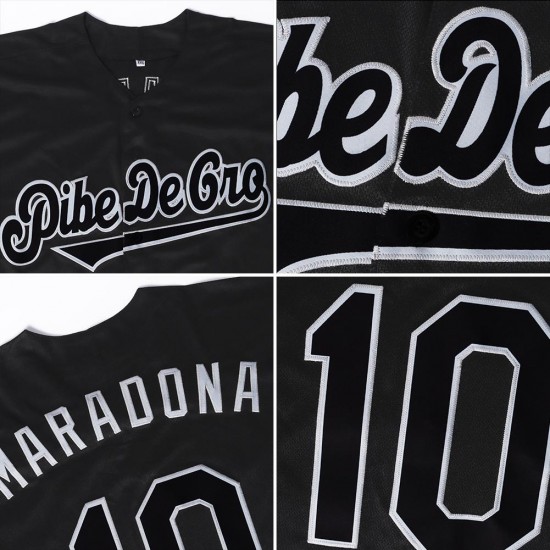 Custom Black Black-Gray Authentic Baseball Jersey