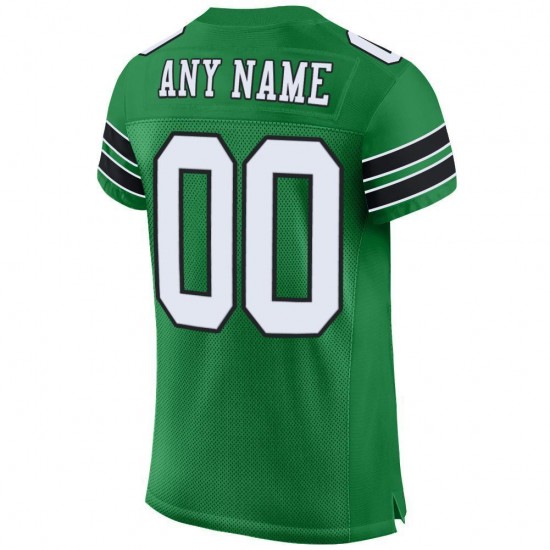 Custom Kelly Green White-Black Mesh Authentic Football Jersey