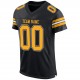 Custom Black Gold-White Mesh Authentic Football Jersey