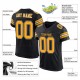 Custom Black Gold-White Mesh Authentic Football Jersey