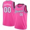 Custom Pink White-Light Blue Round Neck Rib-Knit Basketball Jersey