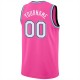 Custom Pink White-Light Blue Round Neck Rib-Knit Basketball Jersey