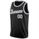 Custom Black White-Silver Gray Round Neck Rib-Knit Basketball Jersey