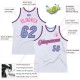 Custom White Light Blue-Pink Authentic Throwback Basketball Jersey