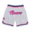 Custom White Pink-Light Blue Authentic Throwback Basketball Shorts