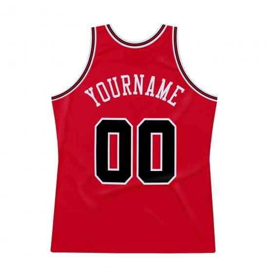 Custom Red Black-Red Authentic Throwback Basketball Jersey