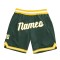 Custom Hunter Green White-Gold Authentic Throwback Basketball Shorts