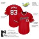 Custom Red White-Black Authentic Throwback Rib-Knit Baseball Jersey Shirt