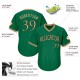 Custom Kelly Green Old Gold-Black Authentic Throwback Rib-Knit Baseball Jersey Shirt