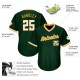 Custom Green White-Gold Authentic Throwback Rib-Knit Baseball Jersey Shirt