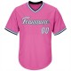 Custom Pink White-Light Blue Authentic Throwback Rib-Knit Baseball Jersey Shirt