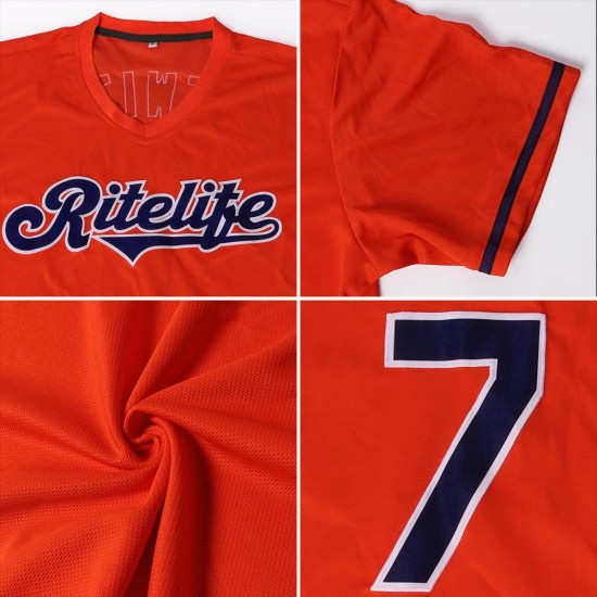 Custom Orange Black-White Authentic Throwback Rib-Knit Baseball Jersey Shirt