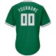 Custom Kelly Green White-Gray Authentic Throwback Rib-Knit Baseball Jersey Shirt