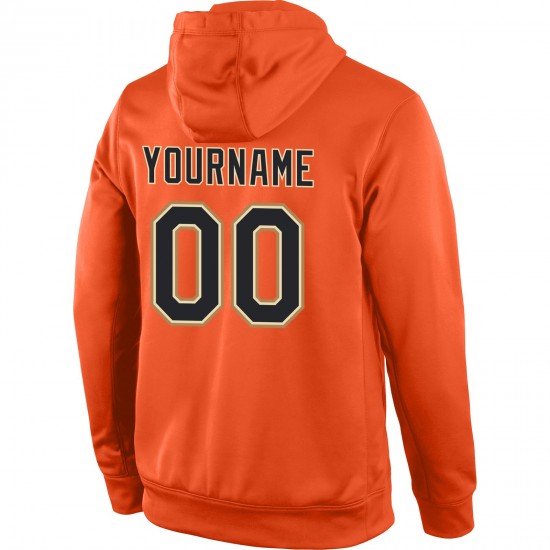 Custom Stitched Orange Black-Old Gold Sports Pullover Sweatshirt Hoodie