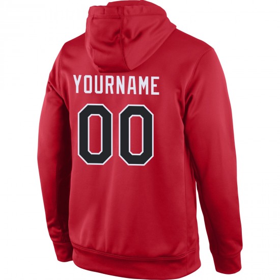 Custom Stitched Red Black-White Sports Pullover Sweatshirt Hoodie