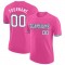 Custom Pink White-Light Blue Performance T-Shirt