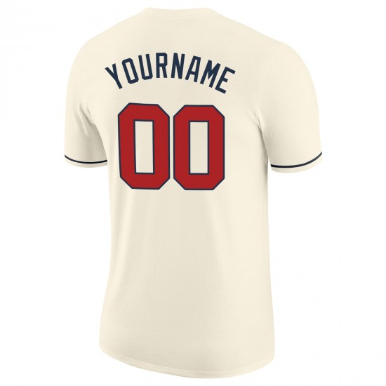 Custom Cream Red-Navy Performance T-Shirt