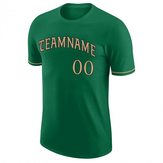 Custom Kelly Green Old Gold-Black Performance T-Shirt