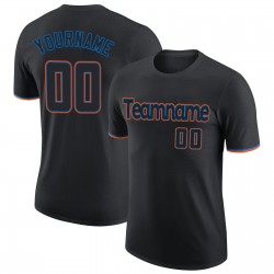 Custom Black Black-Powder Blue Performance T-Shirt