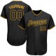 Custom Black Black-Gold Authentic Baseball Jersey