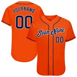 Custom Orange Navy-White Authentic Baseball Jersey