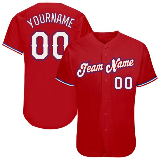 Custom Red White-Royal Authentic Baseball Jersey