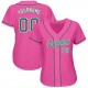 Custom Pink Kelly Green-White Authentic Baseball Jersey