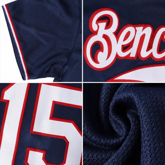 Custom Navy Khaki-Red Authentic Baseball Jersey