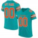 Custom Aqua Orange-White Mesh Authentic Football Jersey