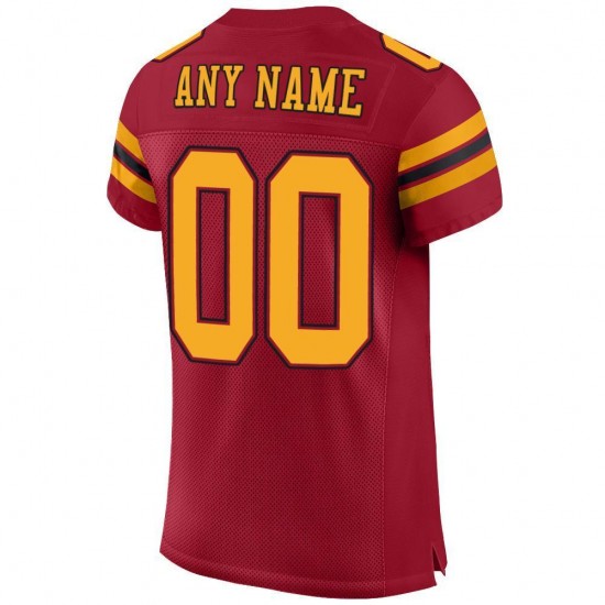 Custom Cardinal Gold-Black Mesh Authentic Football Jersey