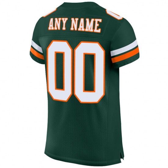 Custom Green White-Orange Mesh Authentic Football Jersey