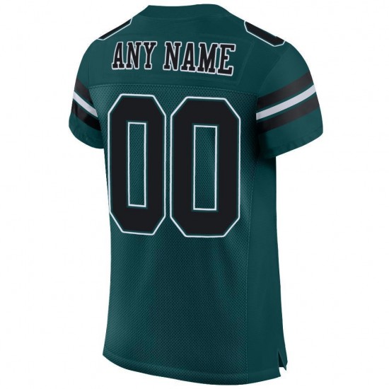 Custom Midnight Green Black-White Mesh Authentic Football Jersey