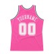 Custom Pink White-Black Authentic Throwback Basketball Jersey