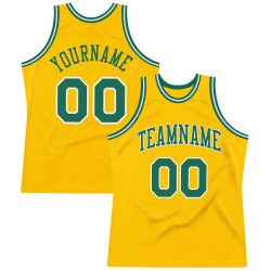 Custom Gold Kelly Green-White Authentic Throwback Basketball Jersey