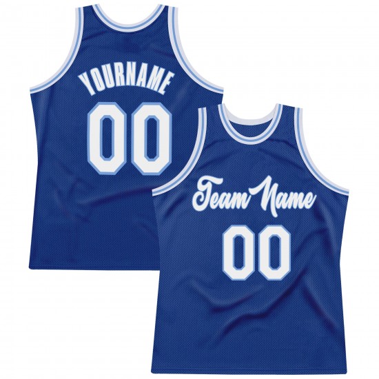 Custom Royal White-Light Blue Authentic Throwback Basketball Jersey