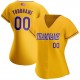 Custom Gold Purple-White Authentic American Flag Fashion Baseball Jersey