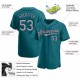 Custom Aqua Gray-Navy Authentic Baseball Jersey