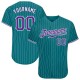 Custom Aqua White Strip Purple-White Authentic Baseball Jersey