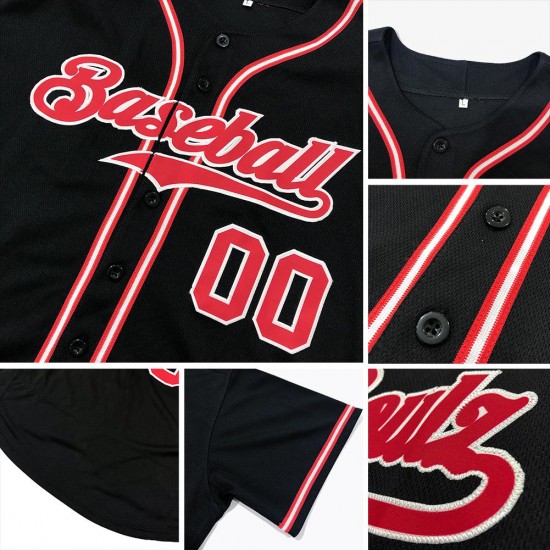 Custom Black Crimson-Khaki Authentic Baseball Jersey