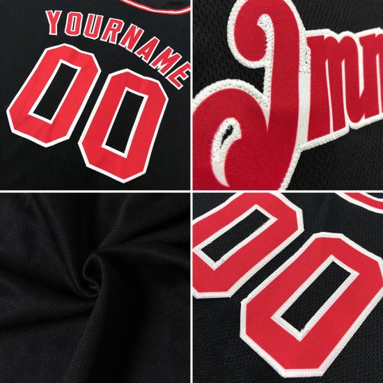 Custom Black Red-Gray Authentic Baseball Jersey