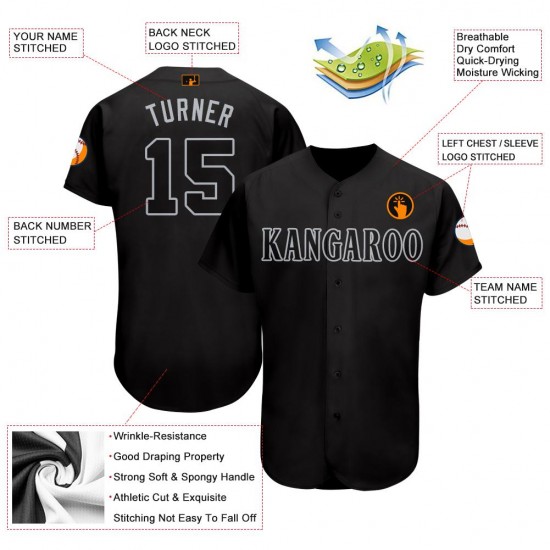 Custom Black Gray Baseball Jersey