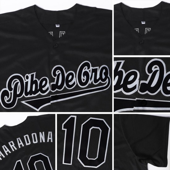 Custom Black White-Red Authentic Baseball Jersey