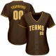 Custom Brown Gold-White Authentic Baseball Jersey