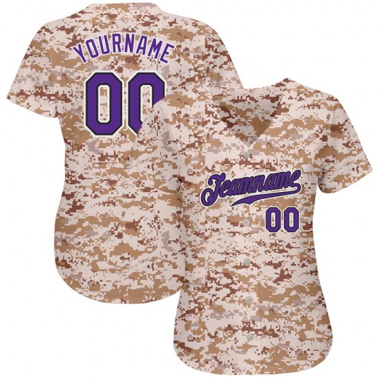 Custom Camo Purple-Black Authentic Baseball Jersey