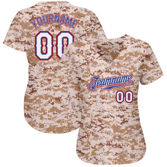 Custom Camo White-Royal Authentic Baseball Jersey