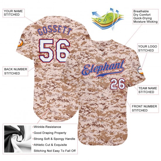 Custom Camo White-Royal Authentic Baseball Jersey