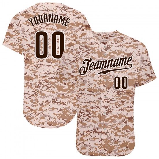 Custom Camo Brown-White Authentic Baseball Jersey