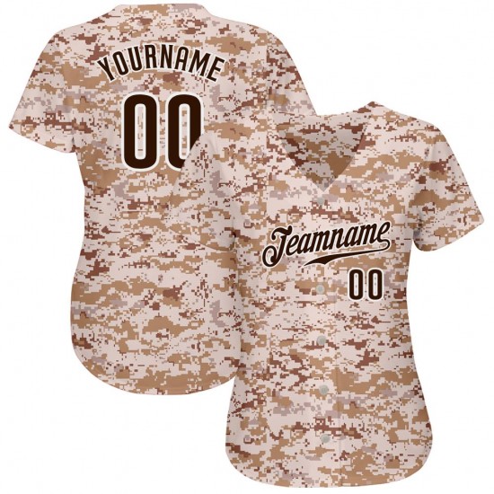 Custom Camo Brown-White Authentic Baseball Jersey