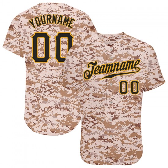 Custom Camo Black-Gold Authentic Baseball Jersey