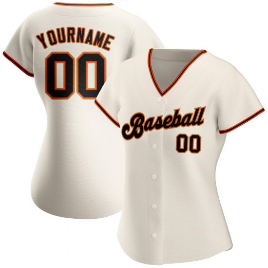 Custom Cream Black-Orange Authentic Baseball Jersey